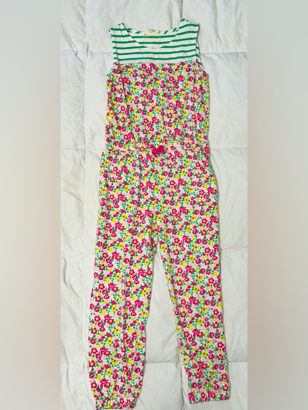 Mini Boden floral jumpsuit with striped bodice sz 5-6 years